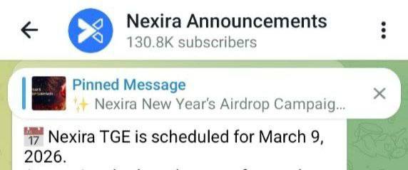 Crypto_Kieran's tweet photo. 📢 Nexira Airdrop TGE 💥

📅 TGE - Nexira TGE is set for March 9 . https://t.co/ceGzUsQvGn