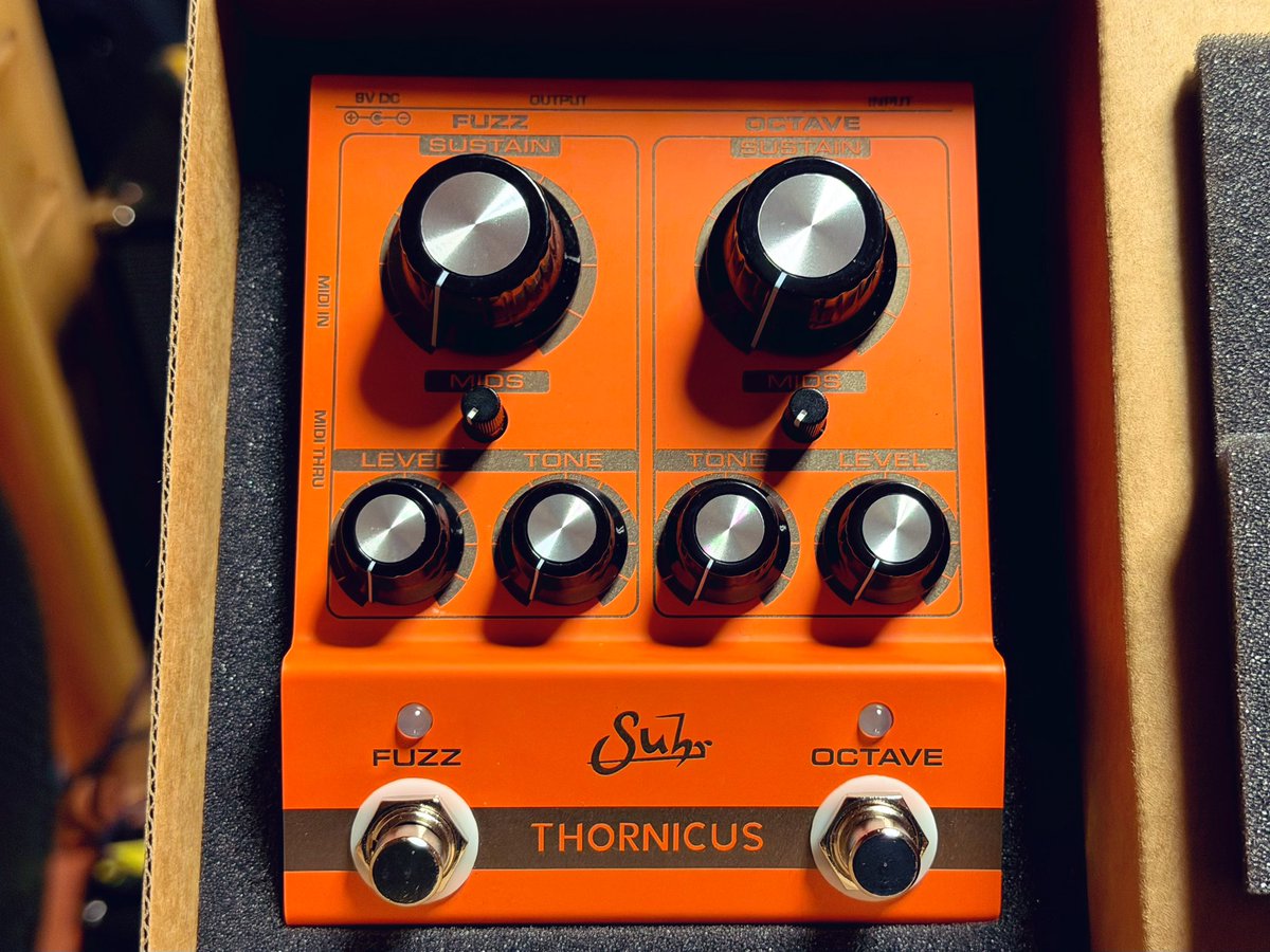 efmaniac's tweet image. 発売前やけど、試させてもらいます。

suhrのファズ、Thornicus Fuzz。

トレブルブースター、Brighton Treble Boost

こりゃ、楽しみ。

#エフェクター 
#suhr 
Thanks @okada_inc
