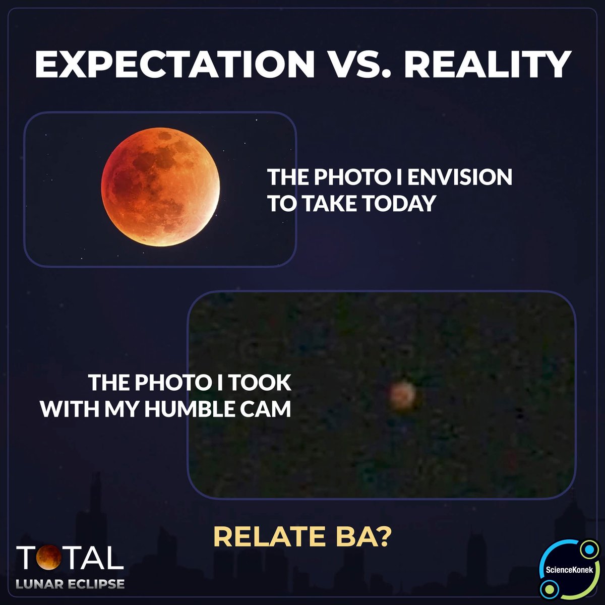sciencekonek's tweet photo. 𝗥𝗲𝗹𝗮𝘁𝗲 𝗯𝗮 𝗸𝗮𝘆𝗼? 🥺 #TotalLunarEclipse2026 #EclipsePH #KonekSaBuwan https://t.co/OIL1maIzCc