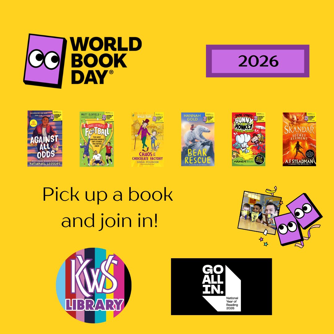 KWSchoolLibrary's tweet photo. Two days to go! World Book Day is on 5 March 2026 and here in the KWS Library, we are looking forward to celebrating it. The new books are proving popular.
All students have received their WBD token, remember to use it by 15 March.
#WorldBookDay https://t.co/pstwPSV7SE