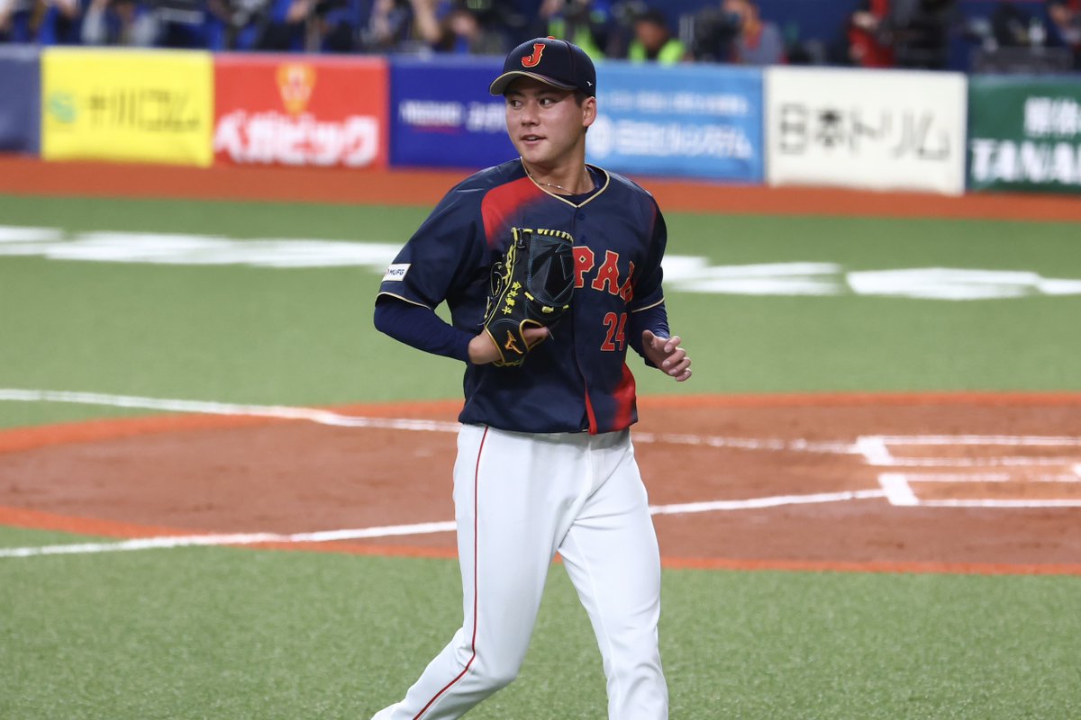 Dora__Full's tweet photo. 【豪華中日リレー】

2番手には #金丸夢斗 投手が登板

3回を1安打1奪三振無失点に抑えました‼️

Photo by Yuki kajiya📸

#侍ジャパン https://t.co/Z9AKkL4ffM