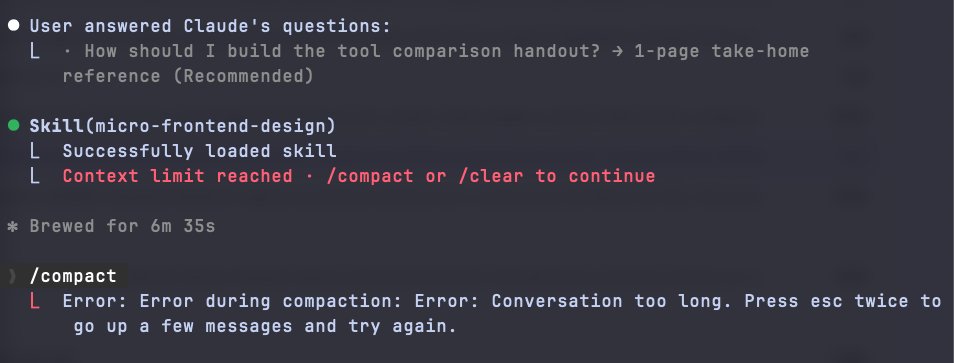 mmoren10's tweet photo. @trq212 I keep losing work over this🥲. Is this a bug or expected behavior? Any way to avoid this? Auto-compaction perhaps? Thx! https://t.co/KQdfq0d2TZ