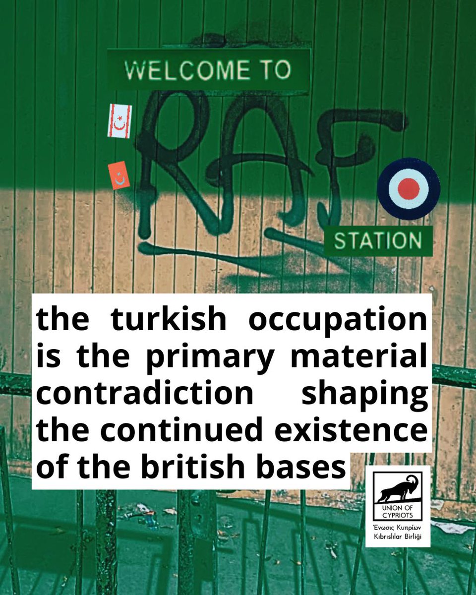 🔴 US–Zionist-led attacks on #Iran and missiles toward #Akrotiri have shown once again why #Cyprus must be liberated. The colonial remnant #BritishBases must leave!

#LiberateCyprus #DecolonizeCyprus #BasesOffCyprus

🔗 Read full statement: cypriots.org/news/en/2026/0…