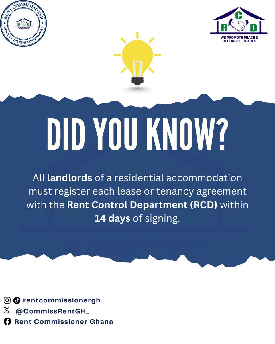 CommissRentGH_'s tweet photo. Compliance protects everyone. 

#RCD #rentcontrol #rentcommissioner #landlords #tenants #rentcommissionerghana https://t.co/43bPVr1jcV
