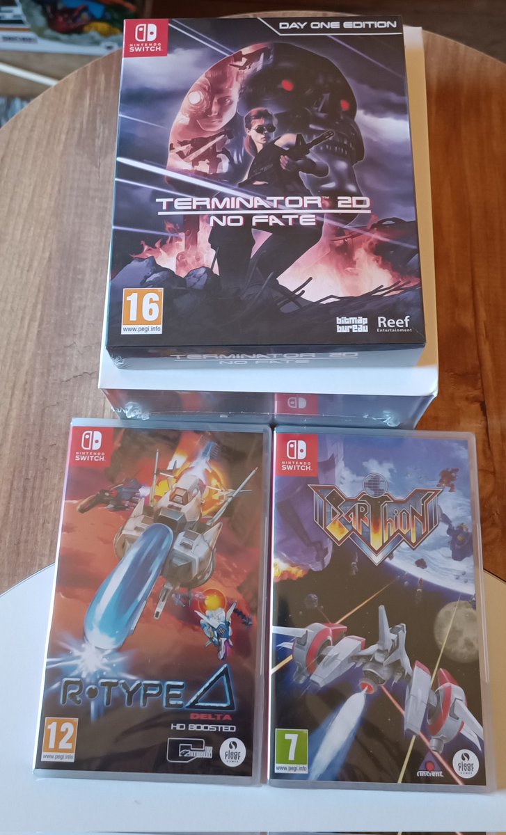 jevean's tweet photo. Gross réception aujourd'hui sur #NintendoSwitch, du #Terminator2dNoFate, le #RunAndGun en collector 🤩
Ainsi que deux #ShootEmUp, #RTypeDelta et #Earthion.
Deux genres dont je n'ai pas l'habitude, ça va me changer un peu 😊 #Gaming #ClearRiverGames #BitmapBureau https://t.co/1ZvzLqVMtv