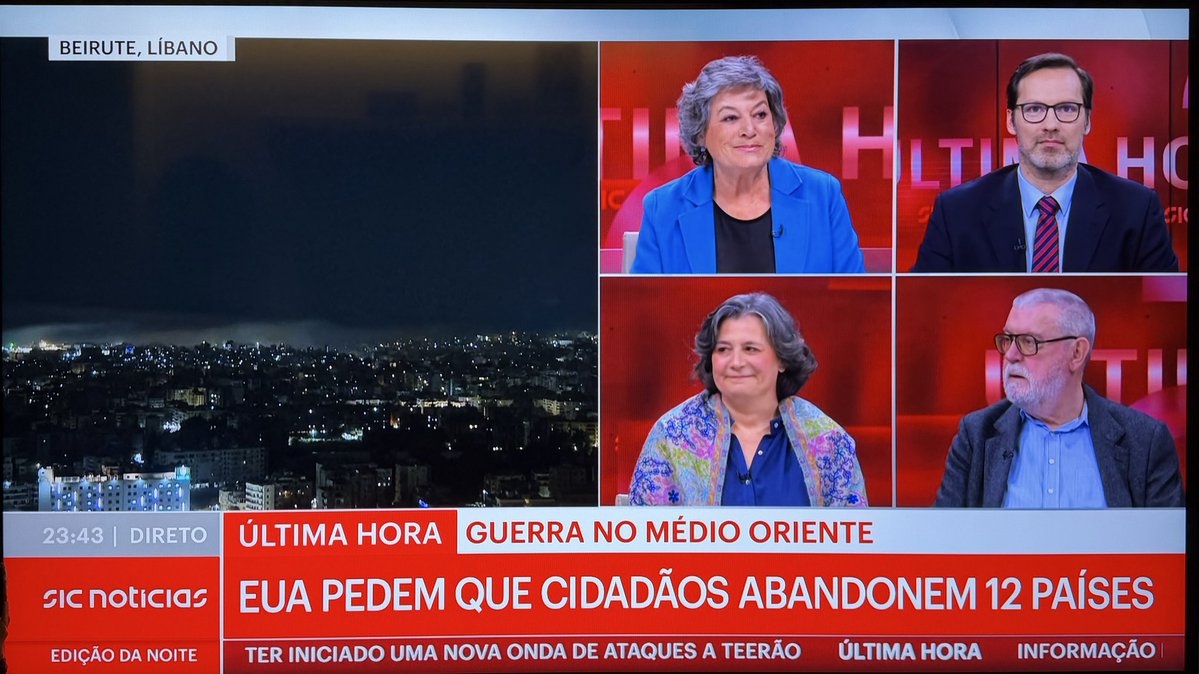 Na SICN, a debater a guerra no Irão e as possíveis consequências para o regime teocrático, com a Professora <a href="/RaquelVazPinto1/">Raquel 'Di Maria' Vaz Pinto 🇺🇦</a> , <a href="/JosMilhazes1/">José Milhazes</a> e <a href="/AnaMartinsGomes/">Ana Gomes</a>.
O Médio Oriente está a mudar, e a Europa não pode fingir que não vê.

<a href="/SICNoticias/">SIC Notícias</a>