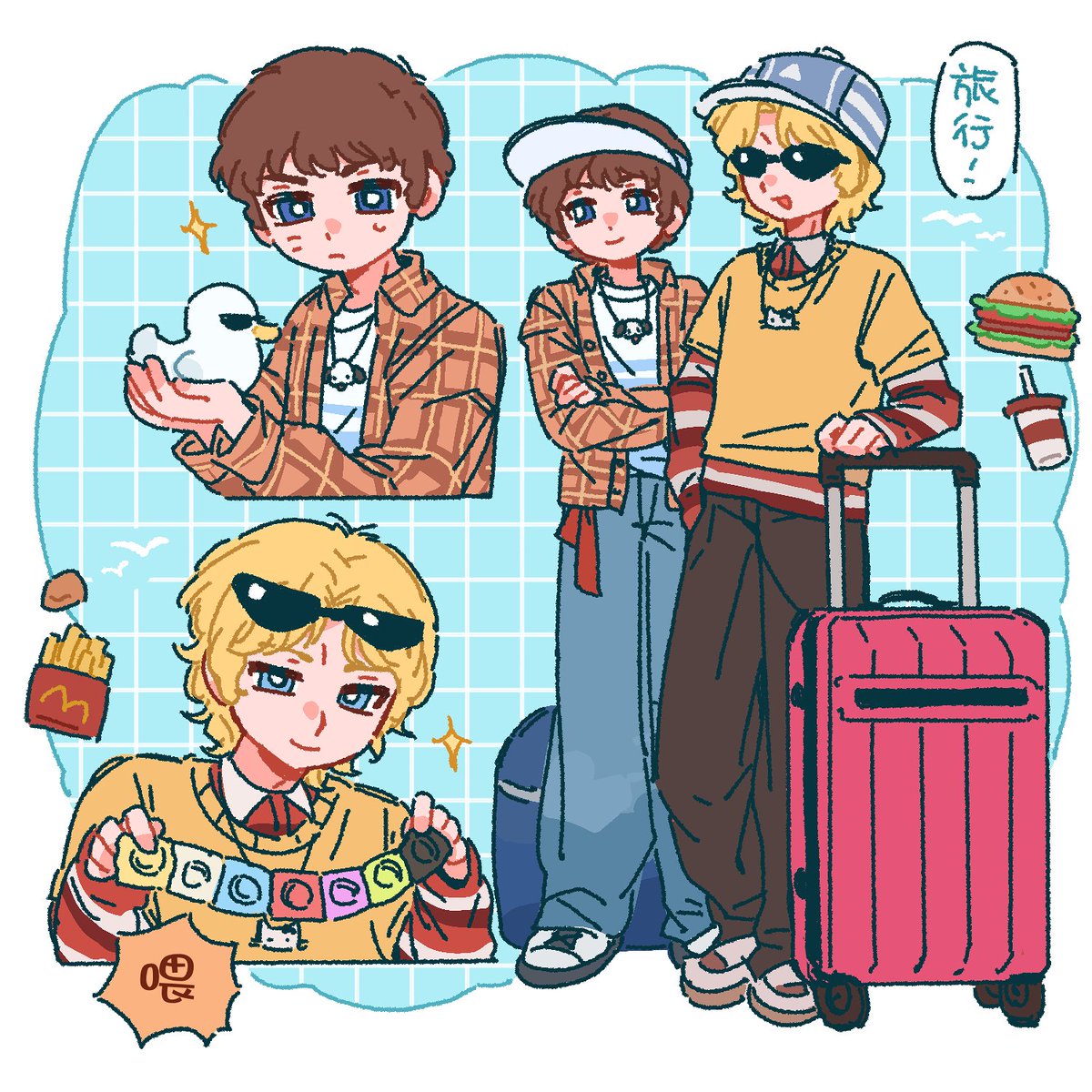 シャアム🟥⬜️
现代pa的一起出游，某人带了可疑的物品啊……
Commission
【是约稿，非本人绘制，请勿转载】