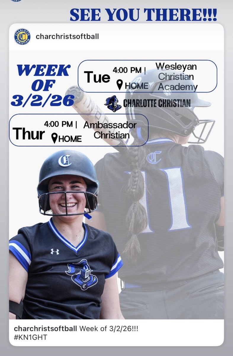 CHARLOTTE CHRISTIAN SOFTBALL tweet media