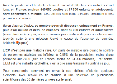 nicolasberrod's tweet photo. Le nombre de malades a ainsi "explosé" depuis le Covid. 

En France, le ministère de la Santé évoque 250 000 malades mais l’association Millions Missing avance une fourchette de 400 000 à plus d’1,5 million de patients, dont la vie quotidienne est souvent très impactée.

4/10