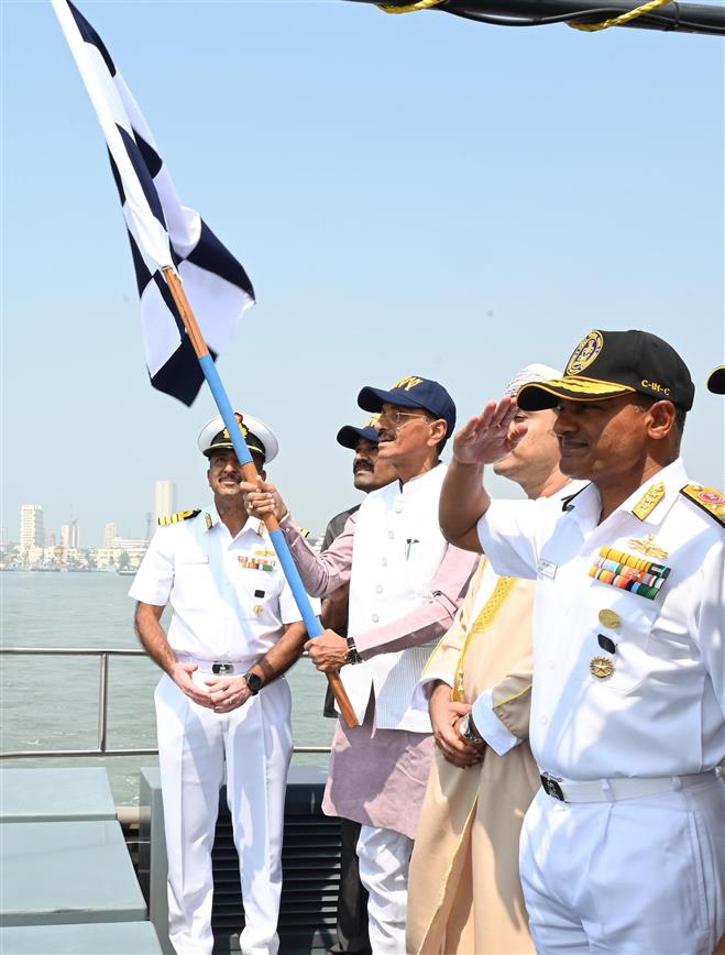 DefProdnIndia's tweet photo. Raksha Rajya Mantri Shri Sanjay Seth, on March 02, 2026, flagged-in to #NavalDockyard, Mumbai, Indian Naval Sailing Vessel (#INSV) Kaundinya, a traditionally constructed stitched sailing vessel of the #IndianNavy, which has returned home after the successful completion of her historic maiden overseas voyage to Muscat, Oman.
Addressing the gathering, Raksha Rajya Mantri highlighted the national significance of the project, stating that #INSVKaundinya represented the revival of India’s ancient maritime knowledge systems and would serve as an inspiration to the youth of the country.
He underscored the courage, resilience, and the spirit of rediscovery reflected by the voyage, encouraging young Indians to embrace adventure and innovation rooted in civilisational confidence.
Details ⏩ https://t.co/VheD2tK2z8