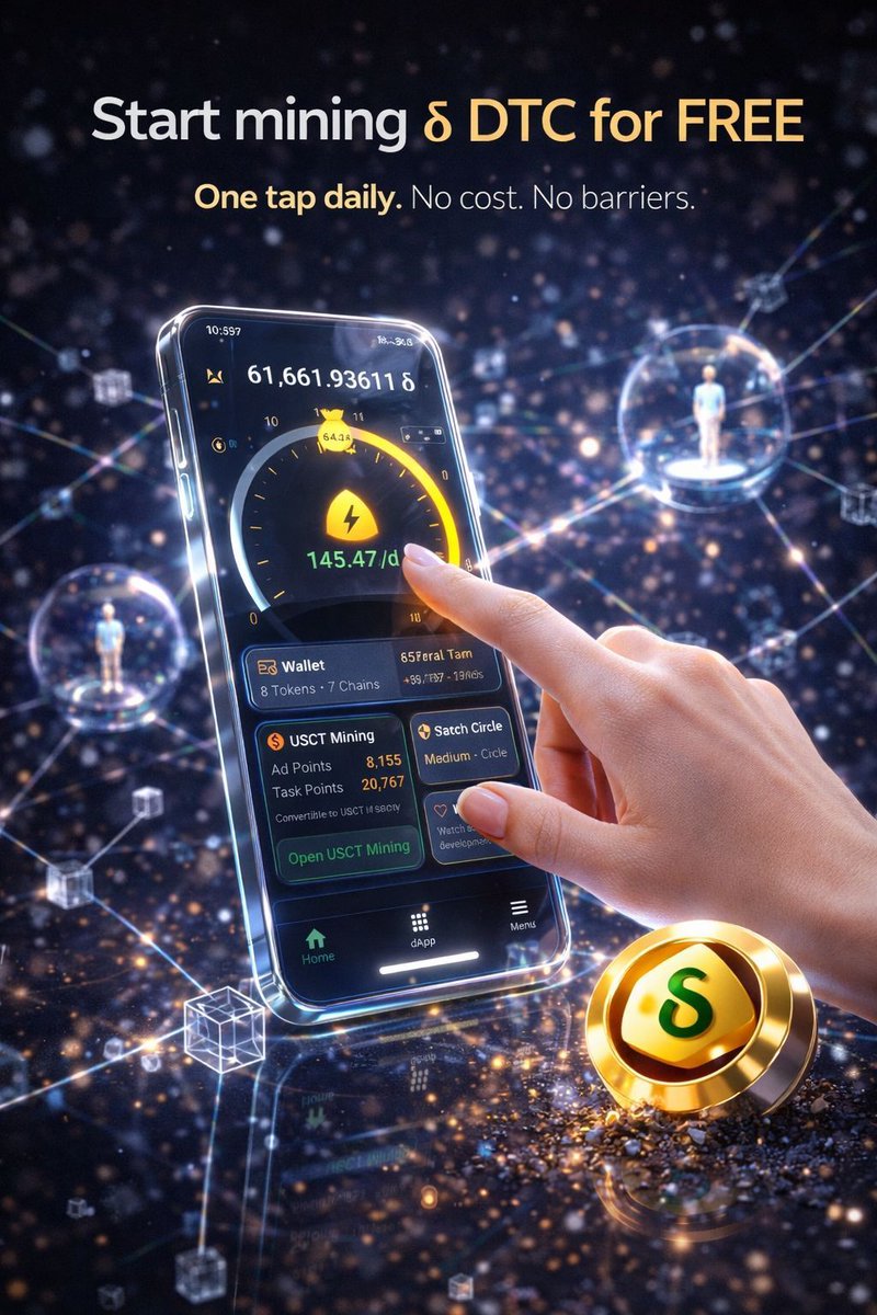 ⛏️ Start mining δ DTC — for FREE.
Yes. Really.
A new era of digital money has started.

📲 Download the Delta Kim app
⛏️ Start mining δ DTC for free

📲 Google Play
play.google.com/store/apps/det…

📲 App Store
apps.apple.com/app/delta-kim/…

🟢 Referrer DID:
👉 KC2AJW48Y7GC7 👈

———

👆 One