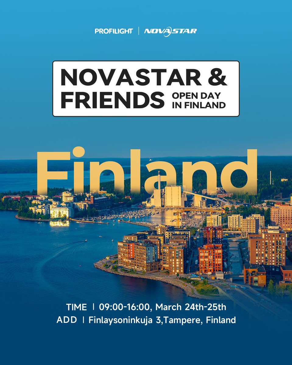 novastartech's tweet image. NovaStar &amp;amp; Friends Open Day: Finland
With PunaMusta Profilight Oy, The first event in Northern Europe in 2026 is about to start!
Let's take a step further and get closer to NovaStar's latest products and solutions. Contact our team and join us!

#novastarfriends #ledtechnology