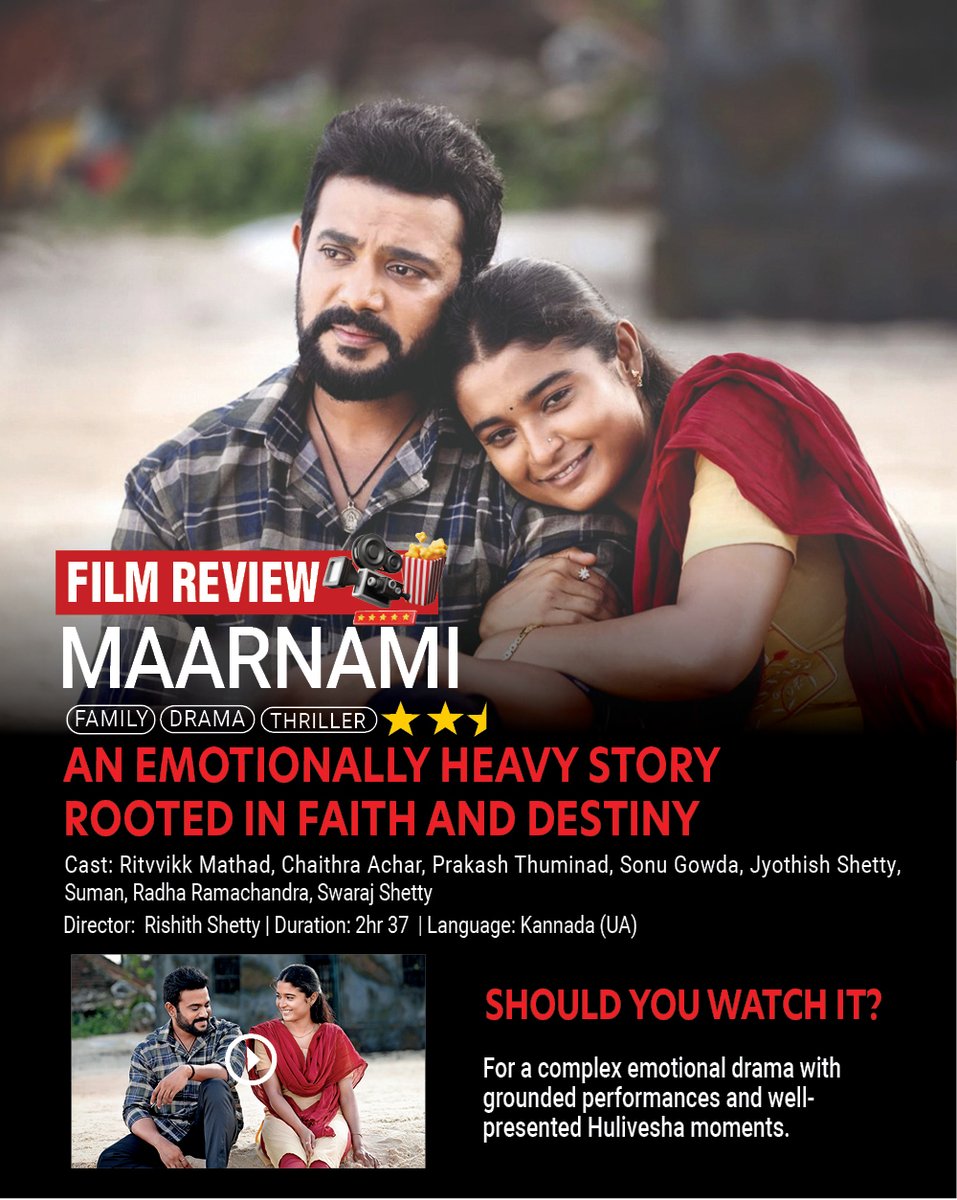 BangaloreTimes1's tweet photo. #Maarnami follows the story of Chethu, and his relationship with Deeksha. What begins as a wedding arrangement gradually turns into love, eventually leading to marriage despite opposition. Read here: https://t.co/mHj6qdJAEQ #ChaithraAchar #RitvvikMathad #Kannadamoviereview https://t.co/nO6euoHHOo
