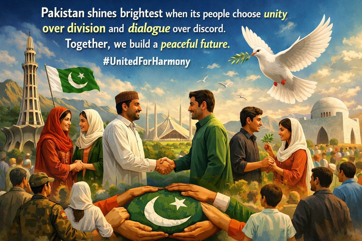 L_8800_'s tweet photo. #UnitedForHarmony
امن اتحاد اور وطن کی حفاظت یہی ہمارا پیغام ہے۔ https://t.co/68Q9kRd5rr