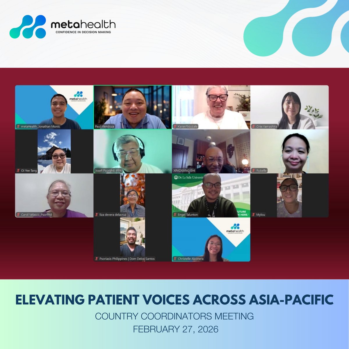 metaHealthPH's tweet photo. The first PsorAsia VOICES Study Country Coordinators Meeting convened 12 Asia-Pacific countries to align on a multi-country survey examining the health, financial &amp; psychosocial burden of psoriasis &amp; psoriatic arthritis.
Evidence to inform stronger policy &amp; advocacy. #Psoriasis https://t.co/mb5Po856GW
