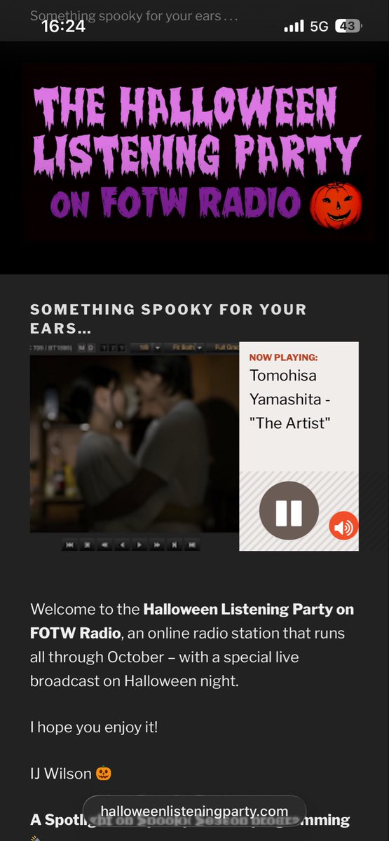 #Halloweenlisteningparty🎃 
<a href="/fotwradio/">Halloween Listening Party on FOTW Radio</a> 

Thank you very much for playing 
The Artist by Tomohisa Yamashita 

#山下智久 
#Halloweenradio