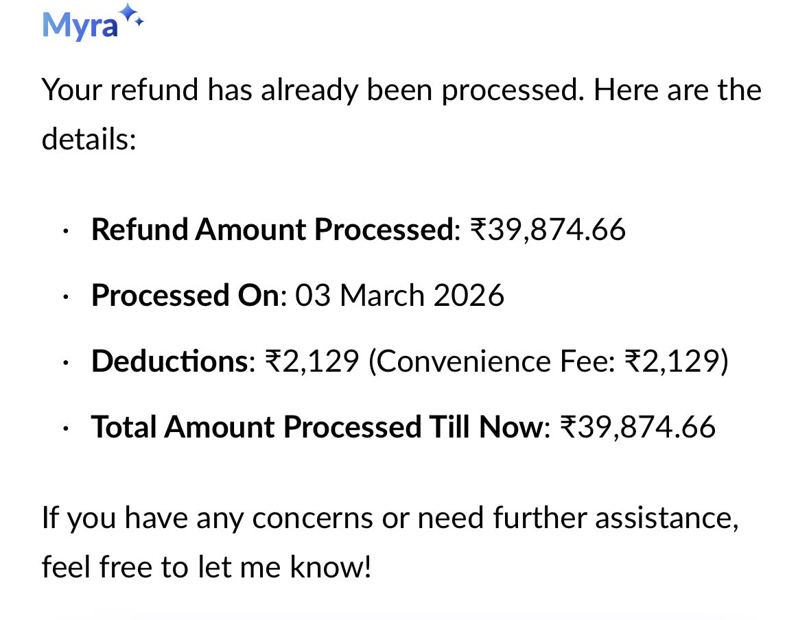iharshpatel_'s tweet photo. @makemytrip @MMTcare
My booking was cancelled by the airline, not by me. Since the cancellation was airline-initiated, convenience fee 2,129 deduction is unfair. I request a full refund including the convenience fee. My Booking ID: NN7AJTMB50697187307 https://t.co/rgEsasUtNJ