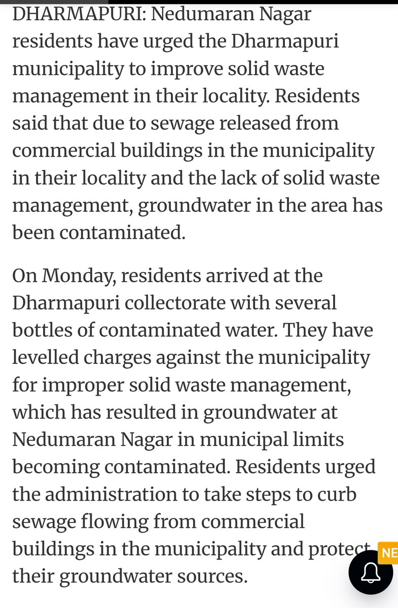 Lalithprashant's tweet image. Sewage leaks affect groundwater in Nedumaran Nagar in Dharmapuri. 
On Monday, Residents Arrived at the Dharmapuri Collectorate with Several bottles Of Contaminated Water. 
#Dharmapuri
#GroundWater 
#Contamination ?