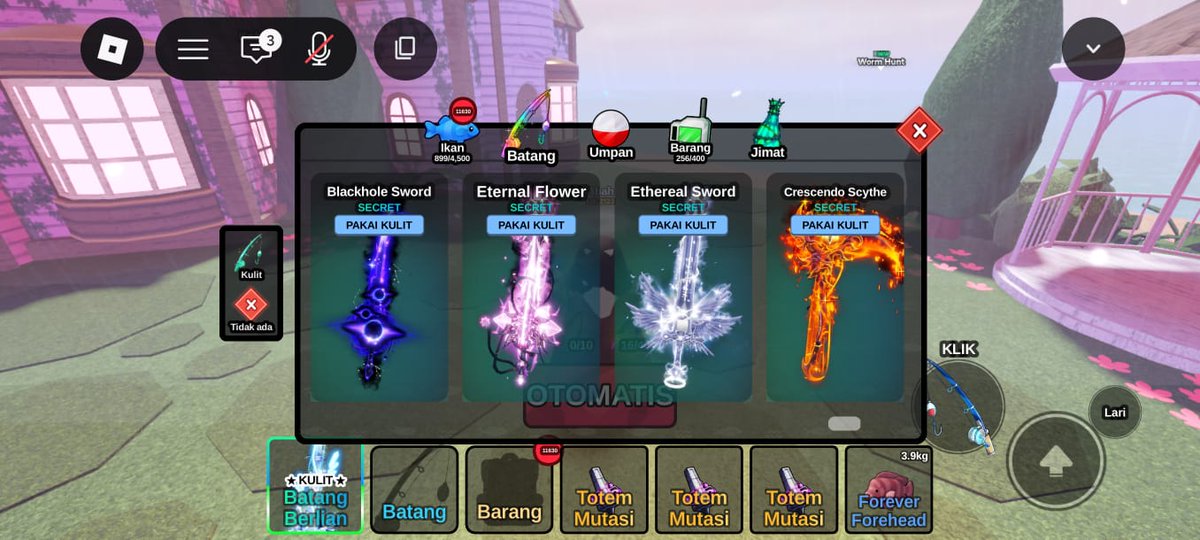 xxsirenn's tweet photo. WTB AKUN FISH IT PEMAKAIAN PRIBADI

-level 2198. rod DIAMOND
-aetherion bait , PurplenMoon, Delayed
-caught 1,9jt++ 1/6M
-Free ikan di tas
-price? DM/WA 
𝗱𝗲𝘁𝗮𝗶𝗹 𝗽𝗶𝗰𝘁 ↓ 
#zonauang https://t.co/FFJWDka9VA