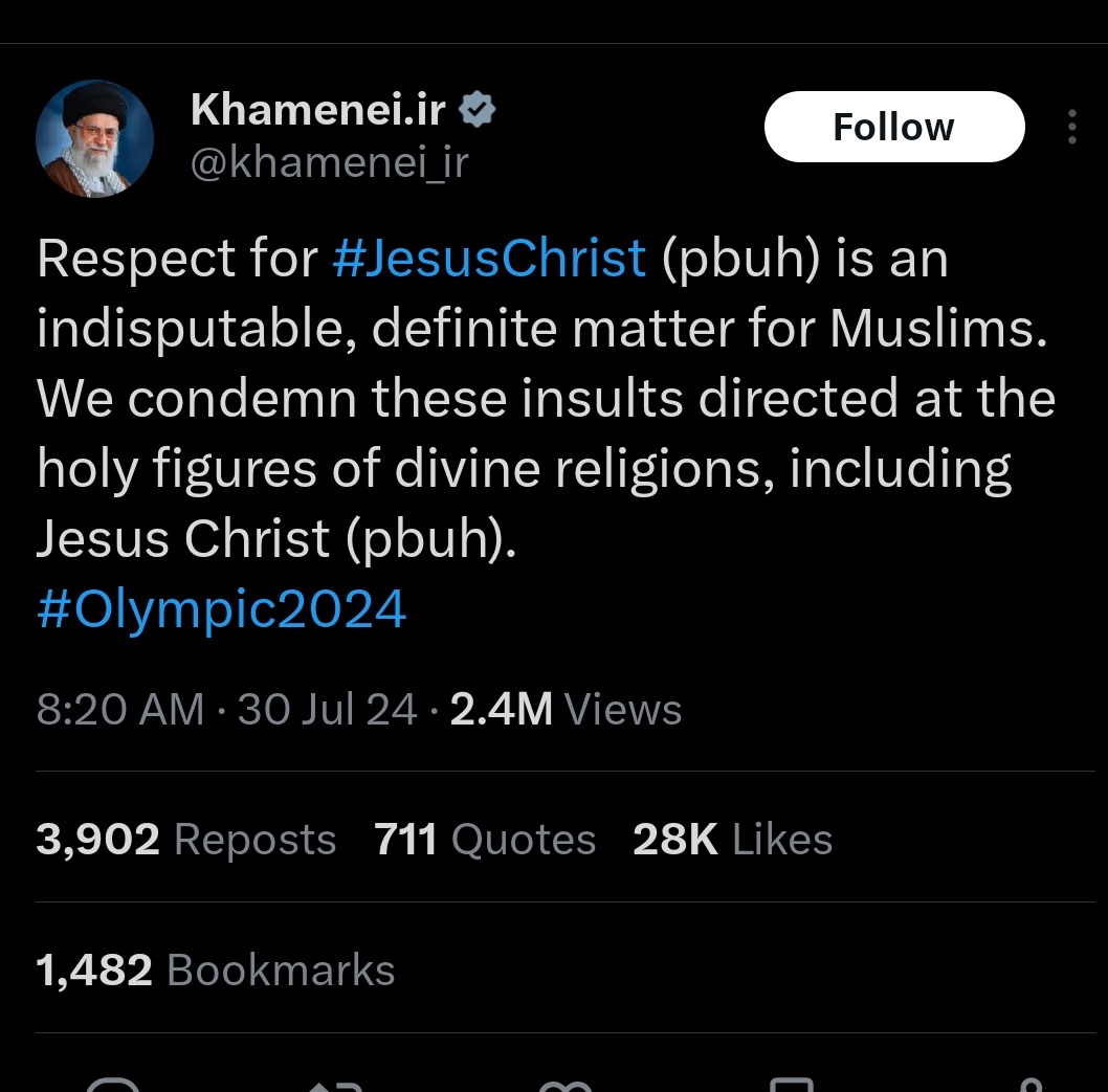 WorkerUnit1's tweet photo. @robinmonotti @Lukasz__80 After the 2024 Paris Olympics mocked Christianity doing a
"Gay Last Supper"?
I only remember ONE World leader condemning it (hint.. wasn't Trump or Bibi) https://t.co/L1xNxhL3ZP