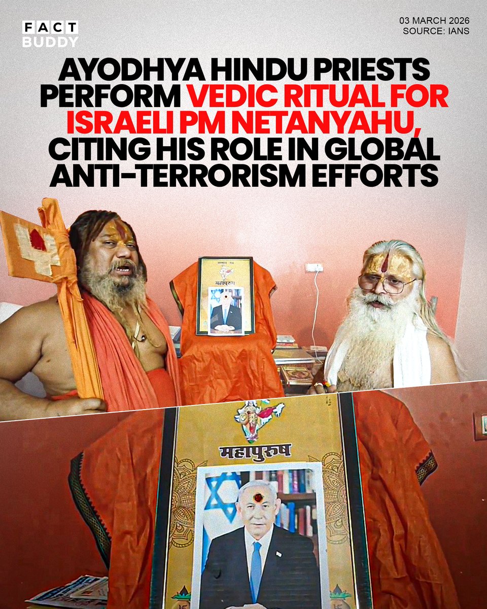In Ayodhya, Jagadguru Paramhans Acharya conducted a Vedic coronation ceremony for Benjamin Netanyahu at an ascetic camp, praising his role in 'global counter-terrorism efforts'.