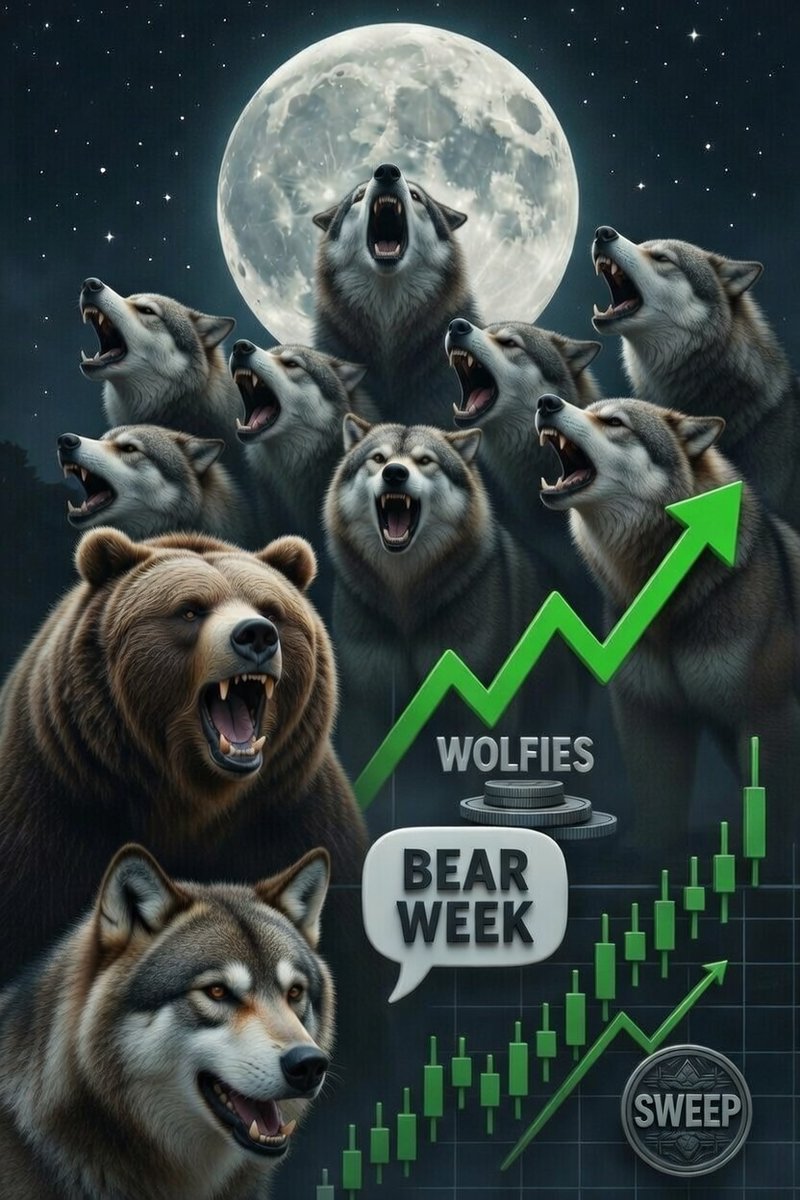 WolfSweepX's tweet photo. ~   Bear Week came roaring in 🐻

~ We didn't just survive... we swept the floor clean.  

Treasury stacked with Wolfies, burns cooking, vaults pumping.  Pack strong. Only up from here.  🐺💫

 ⚙️ $SWEEP #WolfSweep #Wolfish #crofam  ⚙️ https://t.co/HYzpg3w50u