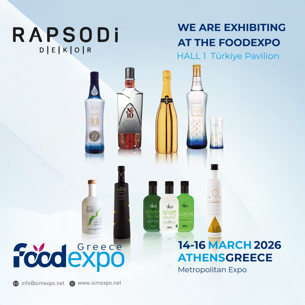 14-16 Mart  2026 tarihleri arasında Yunanistan / Atina'da  gerçekleştirilecek olan Foodexpo Greece  Fuarı’nda, RAPSODİ DEKOR yerini almış bulunmaktadır. #foodexpogreece2026 #rapsodidekor