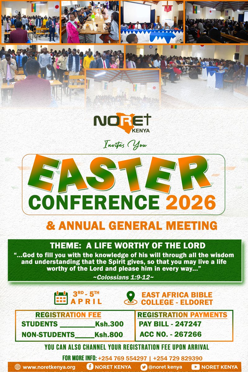 noret_kenya's tweet photo. Another season of refreshing and nourishing the body of Christ with reflection and insights from his word.
#noreteastercon2026 https://t.co/LvAqqnM5x1