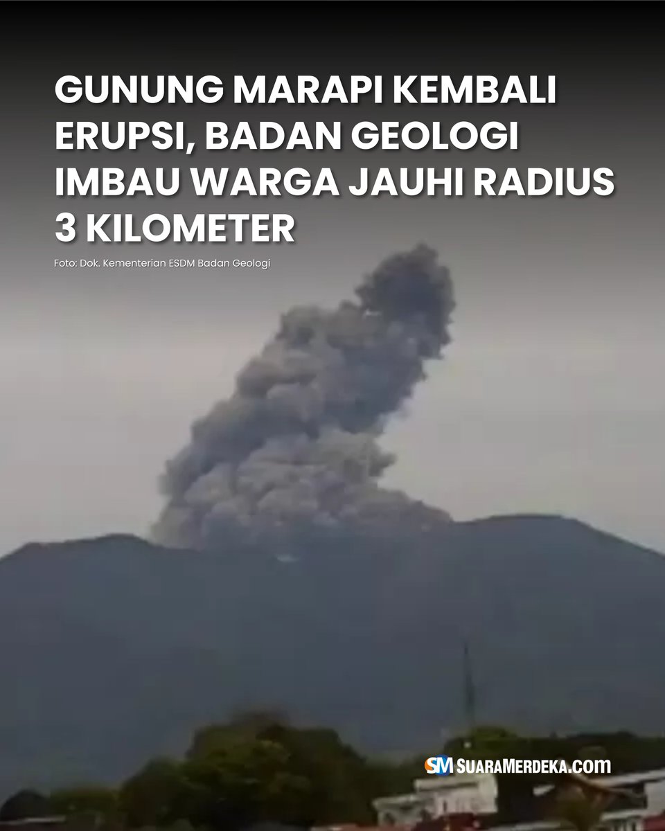 suaramerdeka's tweet photo. Aktivitas vulkanik di Sumatera Barat kembali meningkat tajam pada dini hari tadi. Berdasarkan data seismogram, letusan tersebut tercatat memiliki amplitudo maksimum sebesar 30,2 mm.
#suaramerdeka #gunungmarapi #marapi #erupsi #badangeologi #sumaterabarat https://t.co/cHJl6lFRdD