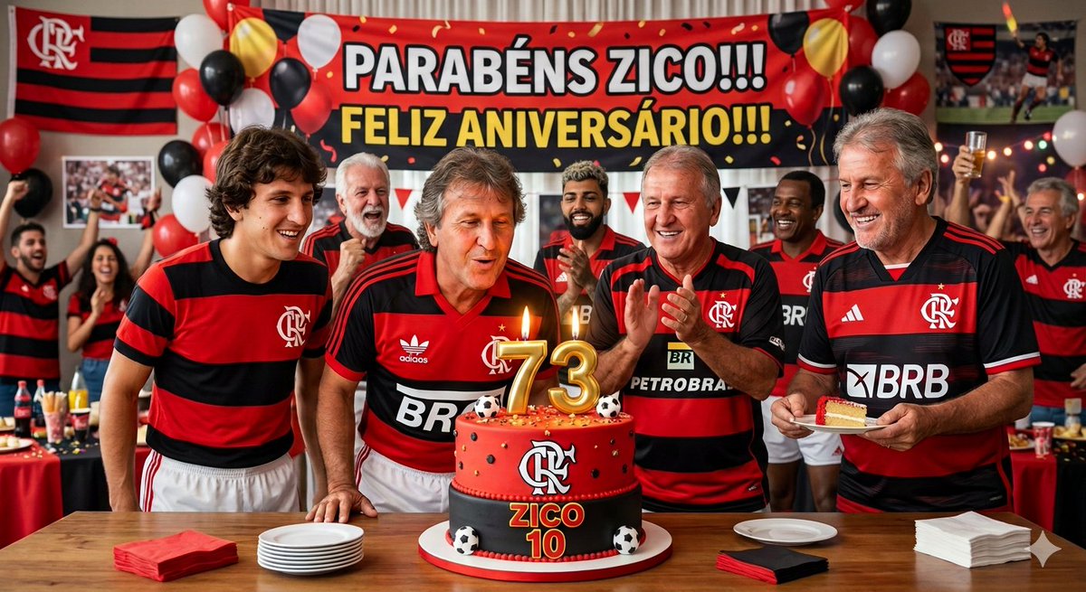 FMoraes2's tweet photo. Arthur Antunes Coimbra, @zico, o Galinho de Quintino, completa mais um ano de vida em 3 de março de 2026. Sua carreira, iniciada no profissional em 1971, transformou a camisa 10 rubro-negra em um símbolo mundial de técnica, liderança e amor incondicional ao @flamengo.
#Zico73Anos https://t.co/Aq0y4q0YN7