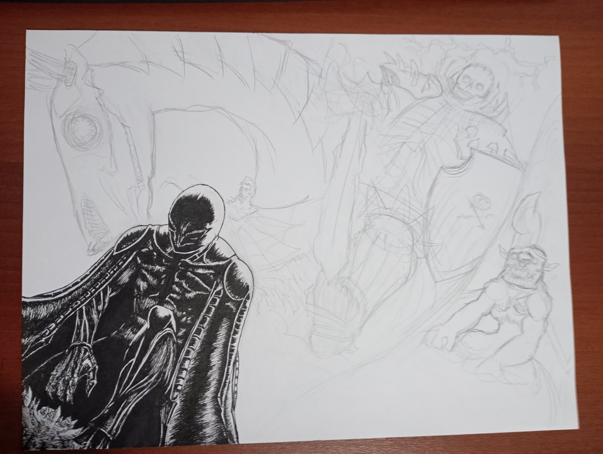 Worsu_'s tweet photo. Cuadrito de Berserk en tinta https://t.co/qash25FjM1