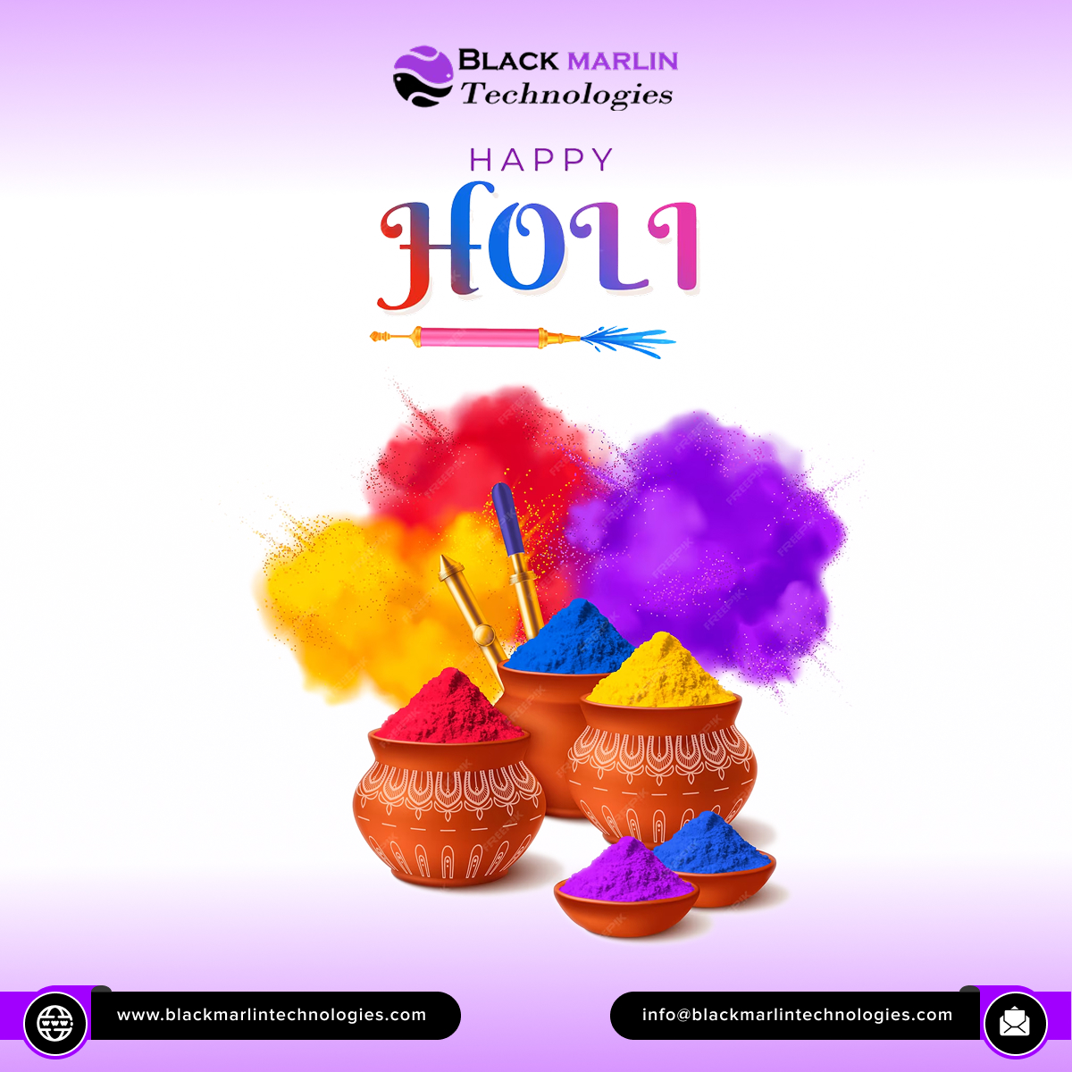 bmttechno's tweet photo. 🌈✨ Happy Holi from Black Marlin Technologies! ✨🌈

May this festival of colors fill your life with happiness, your heart with positivity, and your year with success.

Wishing you and your family a joyful, safe, and colorful Holi! https://t.co/7I8q9jGyId