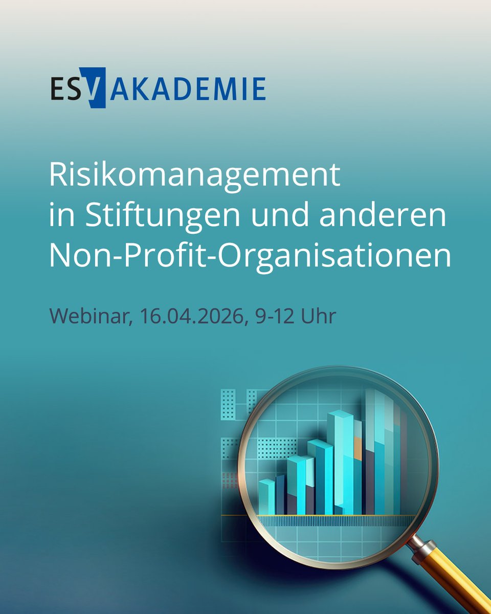 ESV_Akademie's tweet image. Risiken erkennen, Chancen nutzen!
Wir geben Ihnen einen praxisnahen Überblick für Stiftungen und NPOs über effektives Risikomanagement.
esv-akademie.de/risikomanageme…

#esvakademie #risikomanagement #stiftungen #nonprofit #finanzierung #rechtssicherheit #nonprofit #kapitalanlage