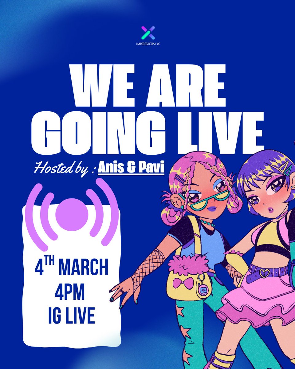 MissionXMy's tweet photo. WE’RE GOING LIVE 🚨

Mission X Q&amp;A Session 🎙️

Just real answers.

Don't forget to jump in and borak with the girls!
🗓️ Wednesday, 4th March 2026
⏰ 4PM
📍IG LIVE

Set your reminder now. https://t.co/51Ml7P5uT3