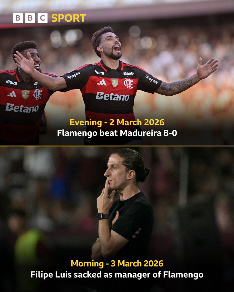 Sacked… after an 8-0 win! 😳

Former Chelsea defender Filipe Luis has been sacked as manager of Flamengo just hours after his side beat Madureira 8-0 to reach the Carioca final.

Luis led them to a Copa Libertadores win in November but has since lost two finals in the Supercopa