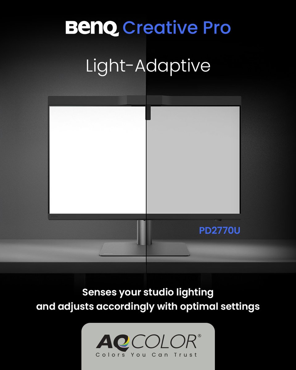 BenQ_Spain's tweet photo. PD2770U integra un calibrador con adaptación a la luz que ajusta la pantalla según la iluminación de tu estudio.

Con el software gratuito DMS Local puedes programar la calibración automática de varios monitores y garantizar colores uniformes . 

👇
https://t.co/TiqGc37HNk https://t.co/zB4GKWm7in