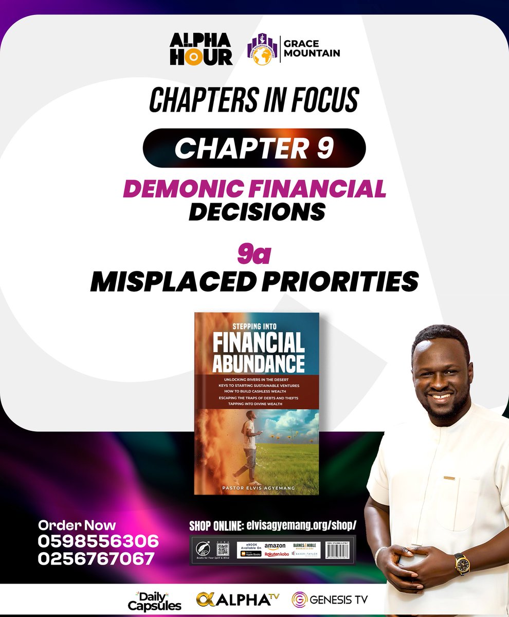 REAgyemang's tweet photo. Satan is a priority displacer, he pushes you to fund your wants while your real needs remain unattended.
Pray not only for provision. Pray for instruction on how to use it. Read today’s chapter prayerfully and align your priorities.
#PastorElvis #readwithpastorelvis #booksbypastorelvis