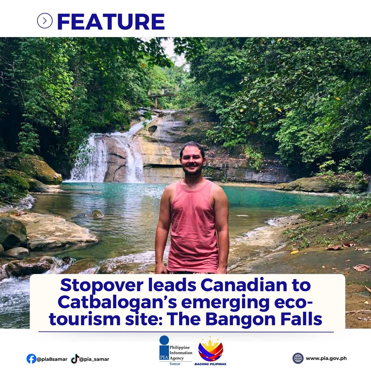 pia_ev's tweet photo. A short travel break turned into a trek to a multi-leveled waterfall, swimming in a natural blue pool, and visiting Catbalogan City’s emerging eco-tourism site when teacher Baris Devrim from Calgary, Canada, stopped in Catbalogan.

https://t.co/2GyOyBu4XP https://t.co/CMoMdlQ18R