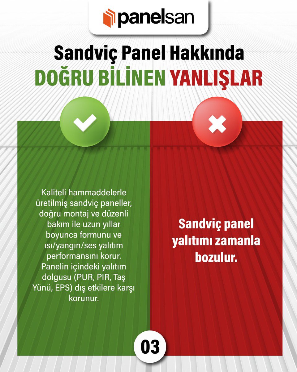 panelsantr's tweet photo. Sürdürülebilir ve güvenli yapılar, doğru malzeme ve doğru bilgiyle inşa edilir.
Sandviç panel sistemleri hakkında yaygın yanlış inanışları teknik perspektifle değerlendiriyoruz.

#SandviçPanel #KaliteliÜretim #GüvenliYapılar https://t.co/N8Ghl59Wji