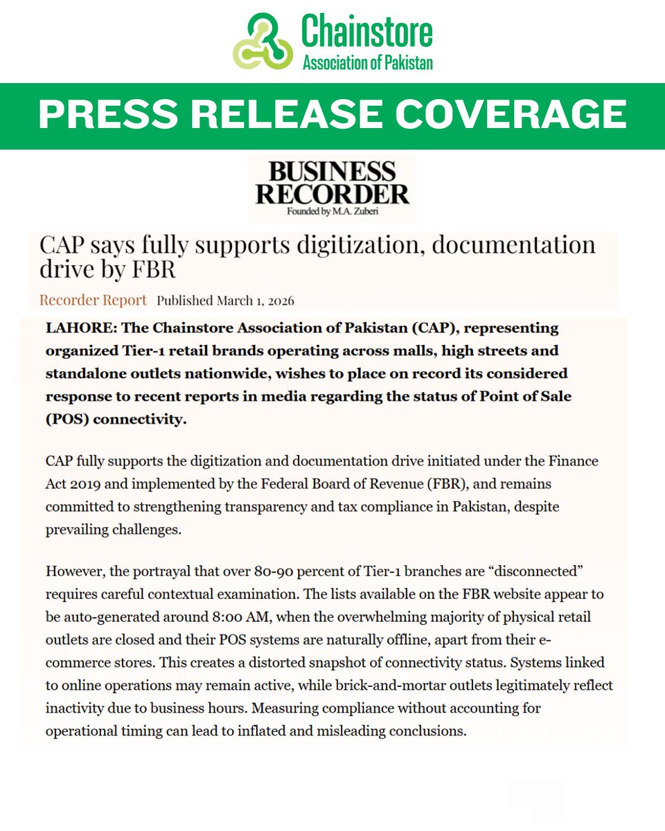 Chainstore Association of Pakistan tweet media
