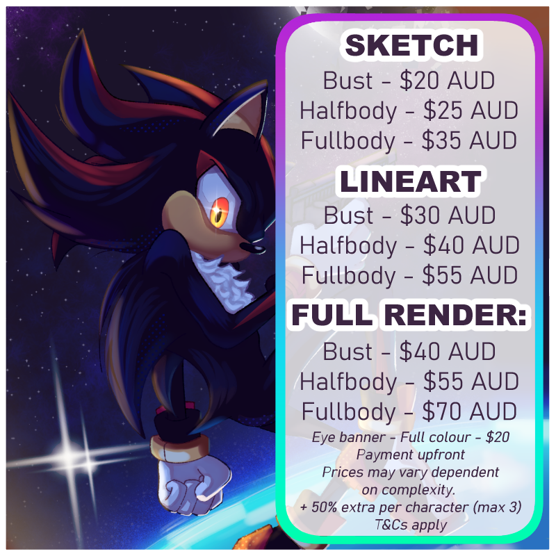 Aus_SheWolf's tweet photo. 🚨EMERGENCY ART COMMISSIONS OPEN! 🚨
Available Slots [0/5)

Hey guys! I've been in a bit of a tough spot financially so I am opening coms to cover expenses.

If you are interested in something that's not on the list, please message me and I'll let you know if I can do it for you. https://t.co/1HMiDLnSjQ