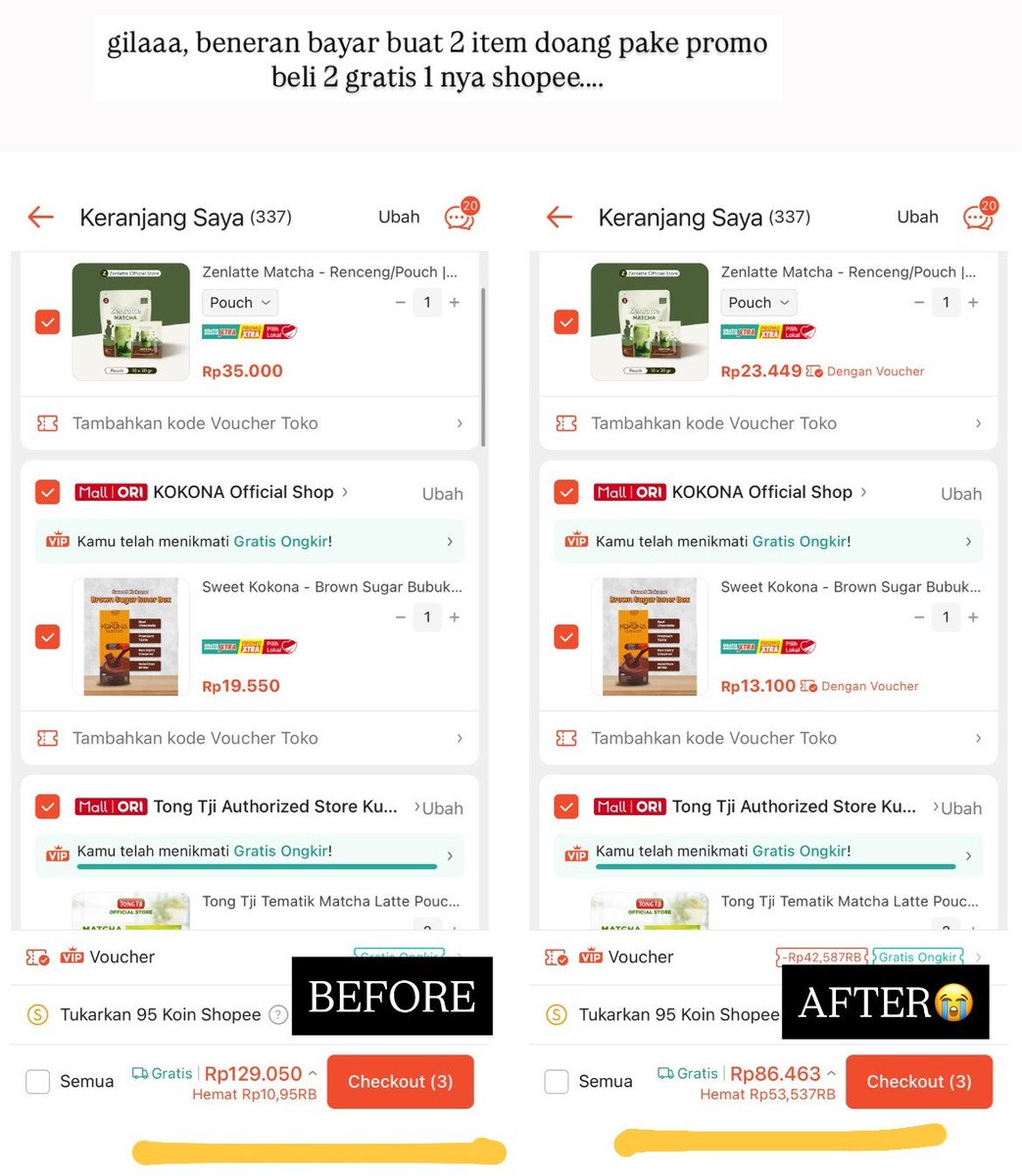 abahzeus432's tweet photo. Awalnya ragu, tapi pas lihat totalnya langsung speechless… diskonnya beneran kepotong jauh banget! Beli 3 item, rasa bayar 2 🤣 Shopee nggak pernah gagal bikin dompet senyum.
#ShopeePromoPuncakHariIni https://t.co/OpIddsTJkd