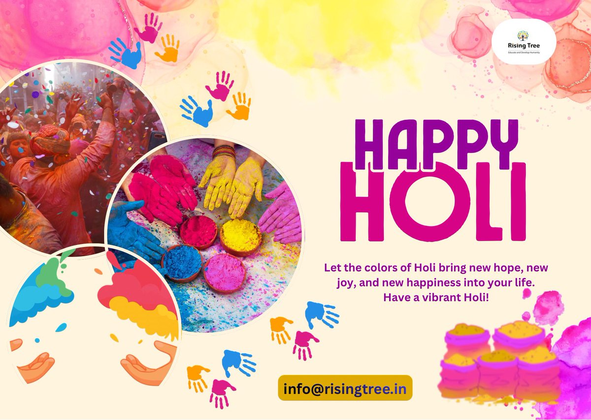 RisingTreeF's tweet photo. Happy Holi ✨🌸
May this festival of colors fill our lives with hope, harmony, and compassion. Let’s celebrate diversity, spread kindness, and uplift one another.
🌈 Wishing you a joyful &amp; safe Holi!
#HappyHoli #RisingTreeFoundation #FestivalOfColors #SpreadLove https://t.co/PAyQGDLfOB