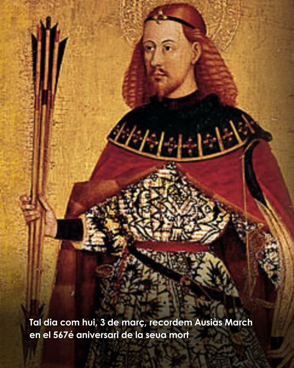 Tal dia com hui, fa 567 anys, ens deixava #AusiàsMarch, el poeta que va marcar un abans i un després en la lírica europea. Des de la seua València natal, va saber cantar a l’amor, a la mort i a l’esperit com ningú ho havia fet fins aleshores. 💐