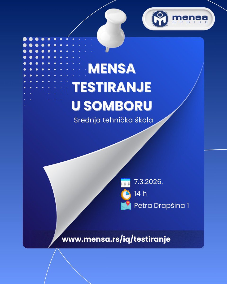 Više informacija možete pronaći na 👉
[mensa.rs/iq/testiranje](mensa.rs/iq/testiranje)