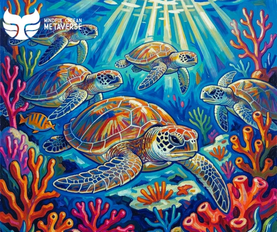 🐢 🌊 Flipper Claws! Male sea turtles develop elongated front claws used to grip females during mating. This physical difference helps researchers identify their sex in the wild. #MindfulOceanMetaverse #MakeArtSaveOcean #OceanTrivia