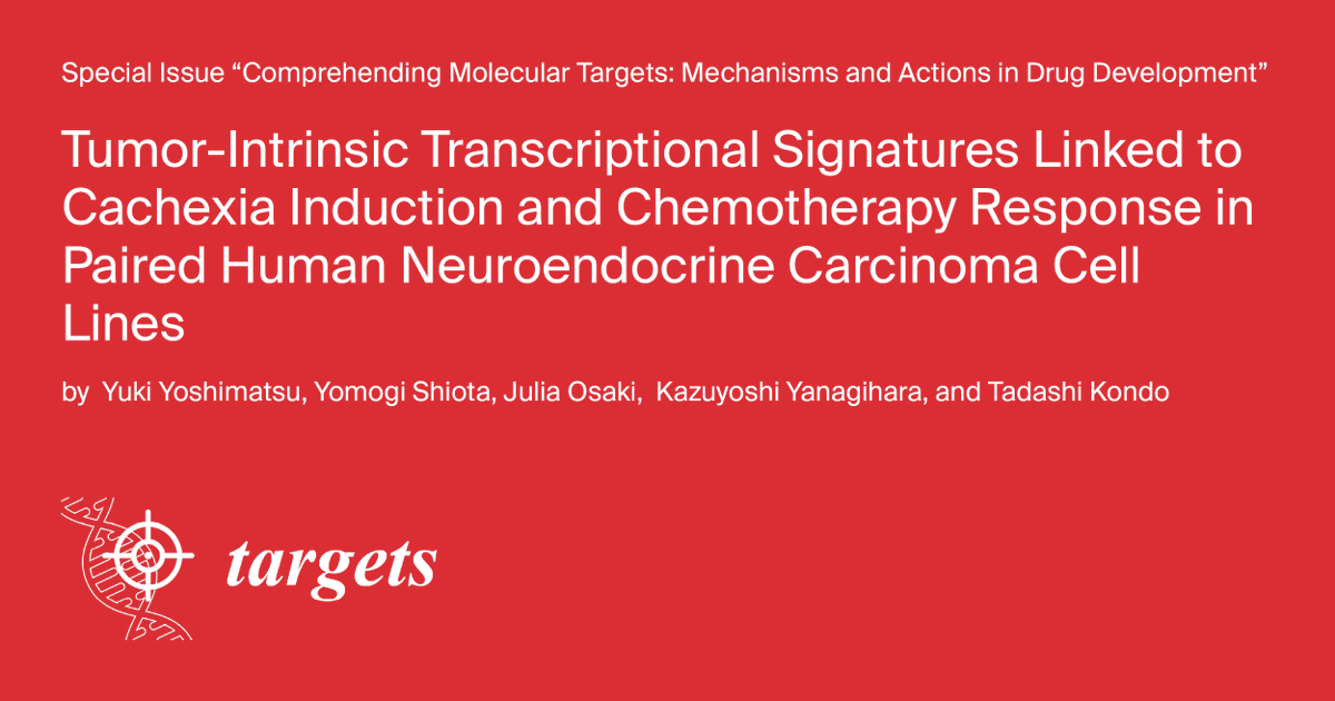 Targets_MDPI's tweet photo. #callforreading #mdpi @MediPharma_MDPI @Targets_MDPI 

🧬"Tumor-Intrinsic  Transcriptional Signatures Linked to Cachexia Induction and Chemotherapy  Response in Paired Human Neuroendocrine Carcinoma Cell Lines"

Full text: https://t.co/8IjJkQ3FCb
#cancercachexia #chemotherapy https://t.co/HXFcEnoQSn