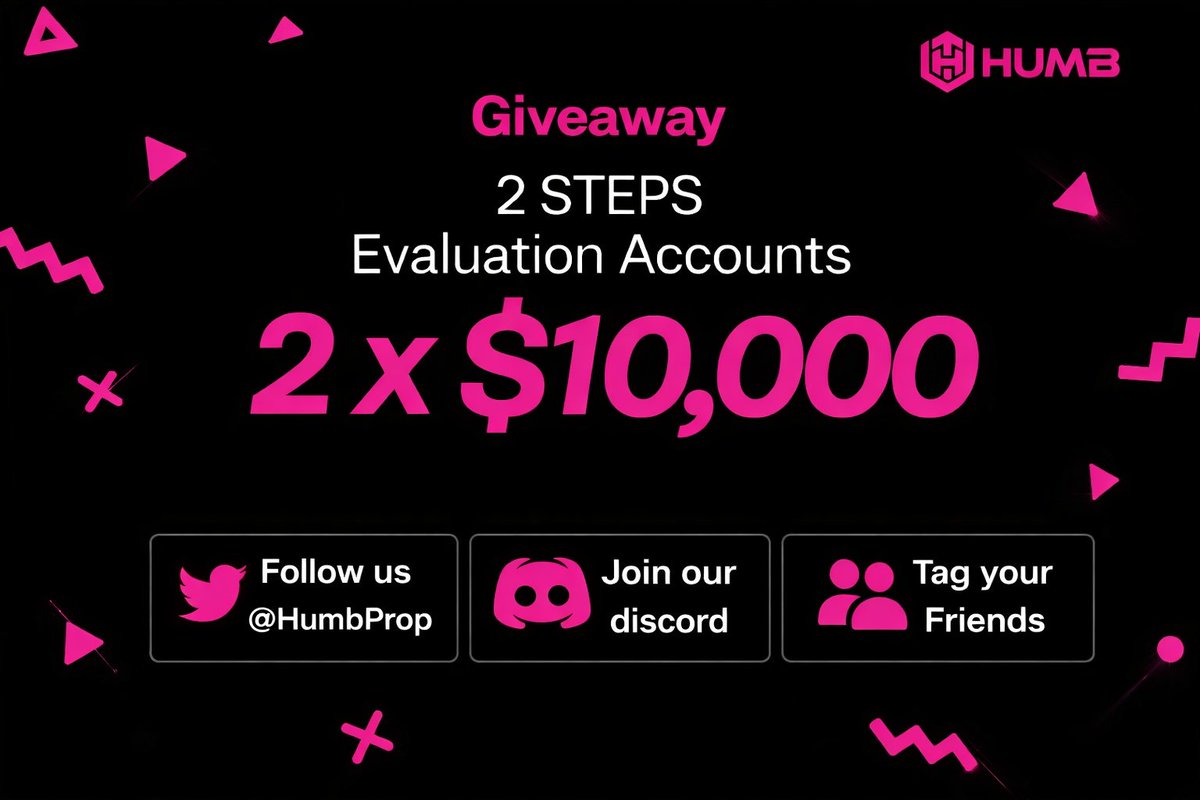 🚀 3 × $10,000 HumbProp accounts Giveaway!

In partnership with HumbProp 🎁

How To Win:
1. Follow <a href="/PropClubIO/">PropClub</a> <a href="/HumbProp/">Humb prop</a>
2. Like, Retweet and ,Tag 2 friends
3. Join our Discord server: discord.gg/5AaTEeB53

Winners in 72 hours!