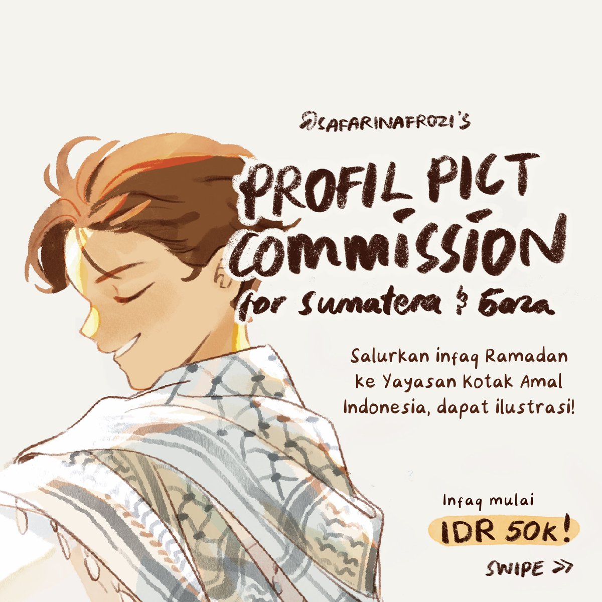 20 slots only until Ramadan ends! 🌙

Bismillah! Spesial Ramadan kali ini aku open comms untuk setiap kamu yang berinfaq ke Yayasan Kotak Amal Indonesia 🥹

Prioritas untuk Aceh &amp; Gaza, tapi kalau kamu mau salurin untuk kategori lain juga boleh!

💌 DM langsung aja ya!