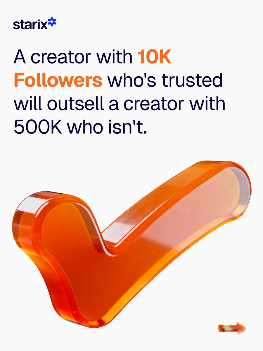 Starix_HQ's tweet photo. Reach counts eyeballs.
Engagement counts taps.
Neither counts trust.
10K trusted > 500K ignored.
#CreatorEconomy #TrustIntelligence #starix https://t.co/IYJGmiqqfO